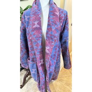 Columbia Womens Aztec Fleece Open Cardigan Sweater Boho Jacket Pink Maroon Large